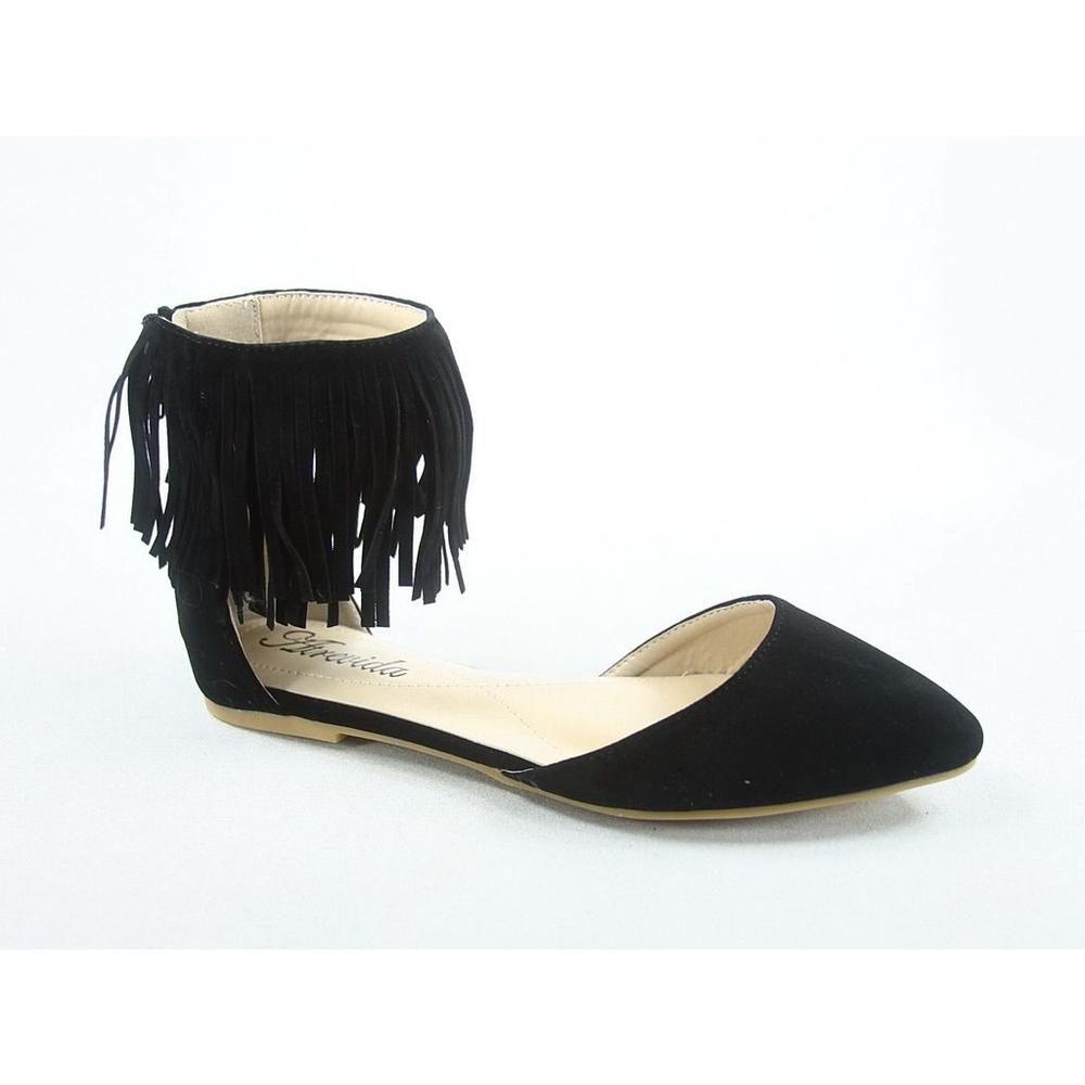 Golden West Zonia-25 Women's Comfort Sexy Causal Fringe Zipper Pointy Toe Flat Sandal Shoes