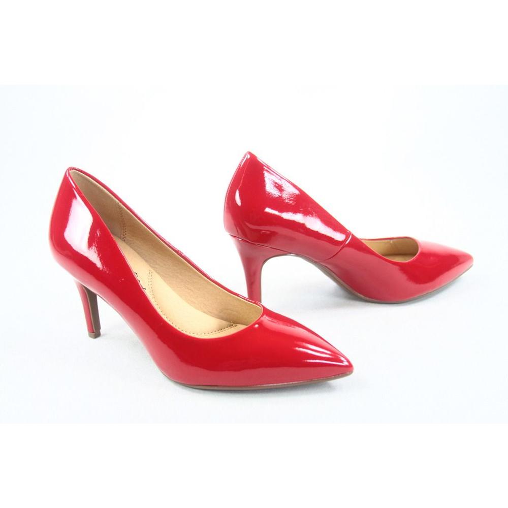 CITYCLASSIFIED Soda City classified Coen Women's Comfort Patent Low Heel Pointed Toe Pump Shoes