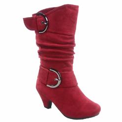 Lucky Top Top Moda Auto-8ks Youth Girl's Cute Faux Suede Low Heel Caual Zipper Buckle Boot Shoes