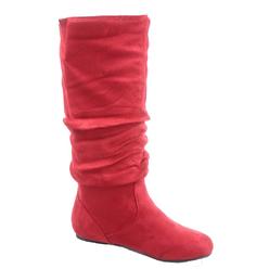 Top Moda Data-1 Women's Causal Round Toe Slouch Flat  Mid-Calf High Boot Shoes