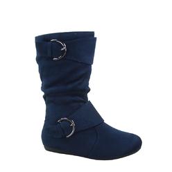 Forever Link Klein-70k Girl's Kid's Cute Flat Heel Zipper Buckle Mid Calf Slouchy Boots Shoes