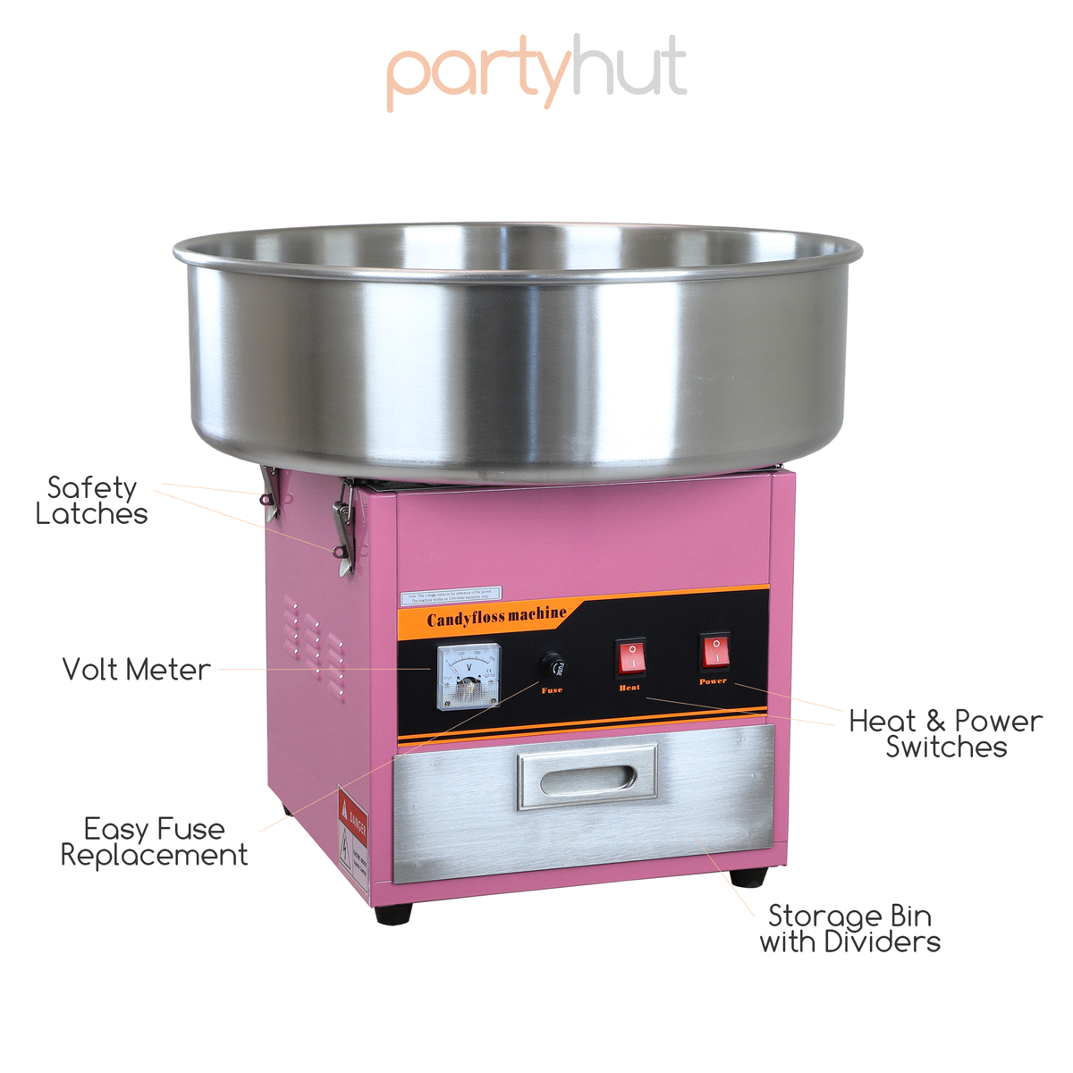 PartyHut Large Commercial Cotton Candy Machine Party Candy Floss Maker Pink