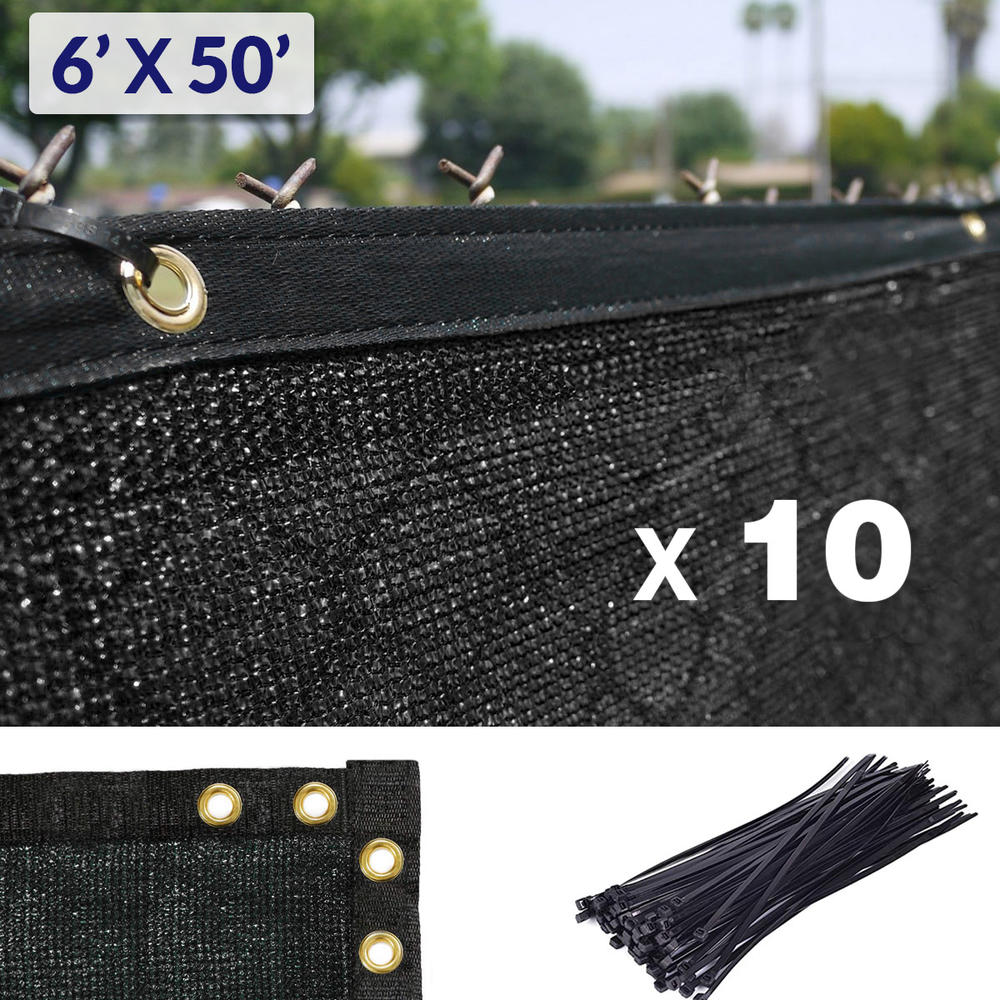Home Aesthetics 6' x 50' Fence Wind Privacy Screen Mesh Cover Black(Set of 10 - 500' long)