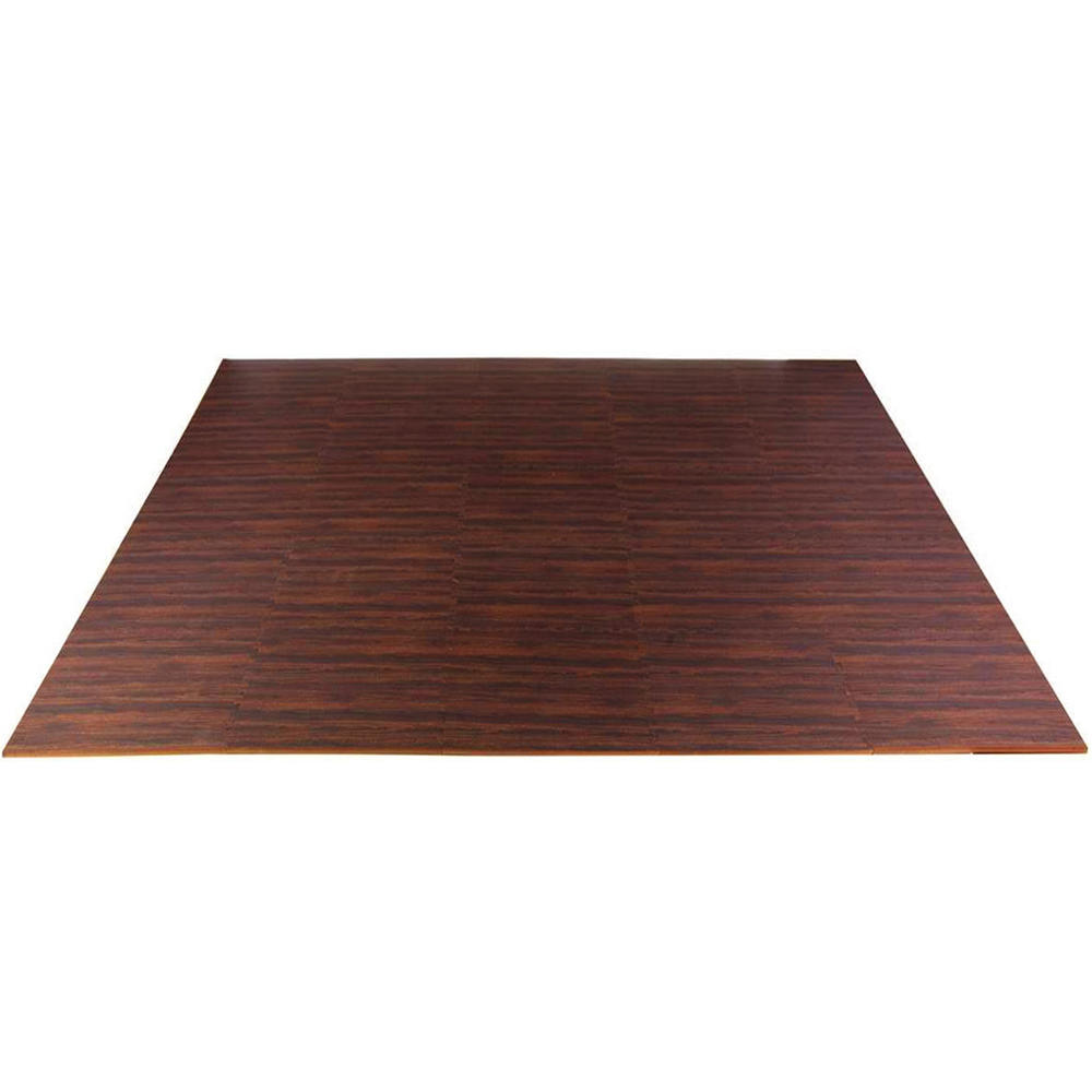 Home Aesthetics 100 SqFt 3/8" EVA Dark Wood Grain Foam Floor Mat Interlocking Flooring 25 pcs