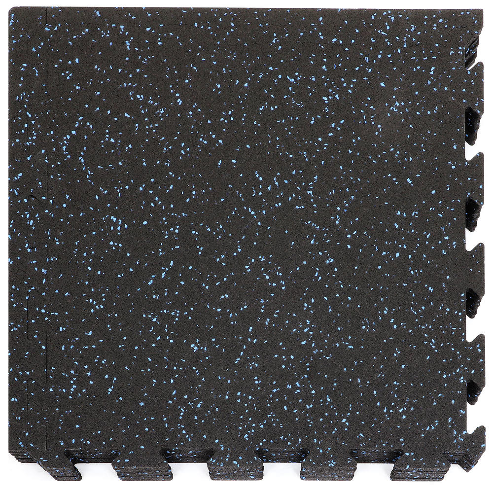 Xspec 8mm 5/16" Thick 24 Sq Ft Rubber Gym Mat Flooring Tile 6 pcs, Blue Black