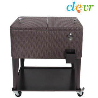 Clevr 80 Qt Outdoor Patio Rolling Ice Chest Cooler Cart Brown Resin Clevr 80 Qt Outdoor Patio Rolling Ice Chest Cooler Cart Brown Resin Wicker