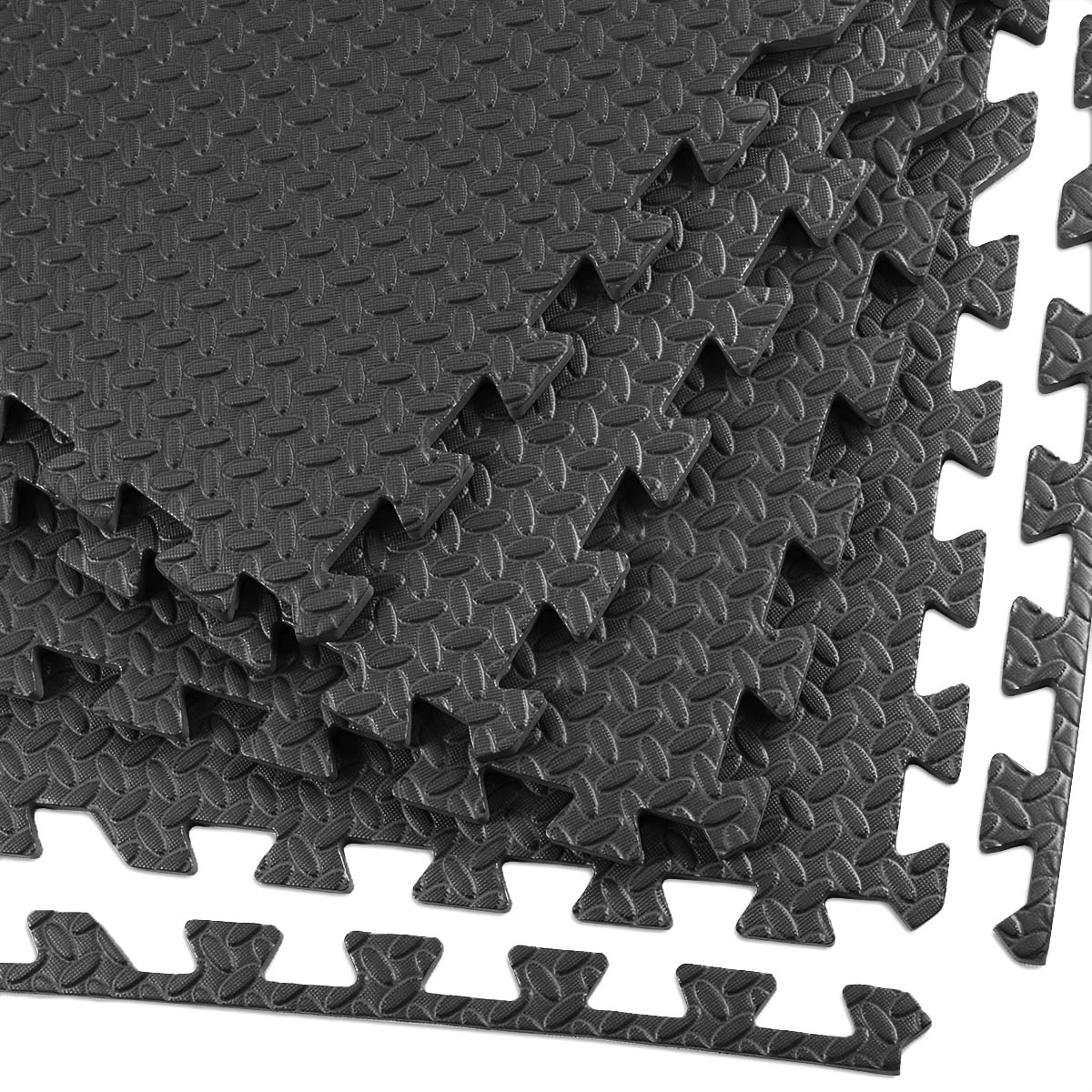 Clevr 96 Sqft Steel Eva Black Foam Floor Mat Interlocking Tile Sqft Steel Eva Black Foam Floor Mat