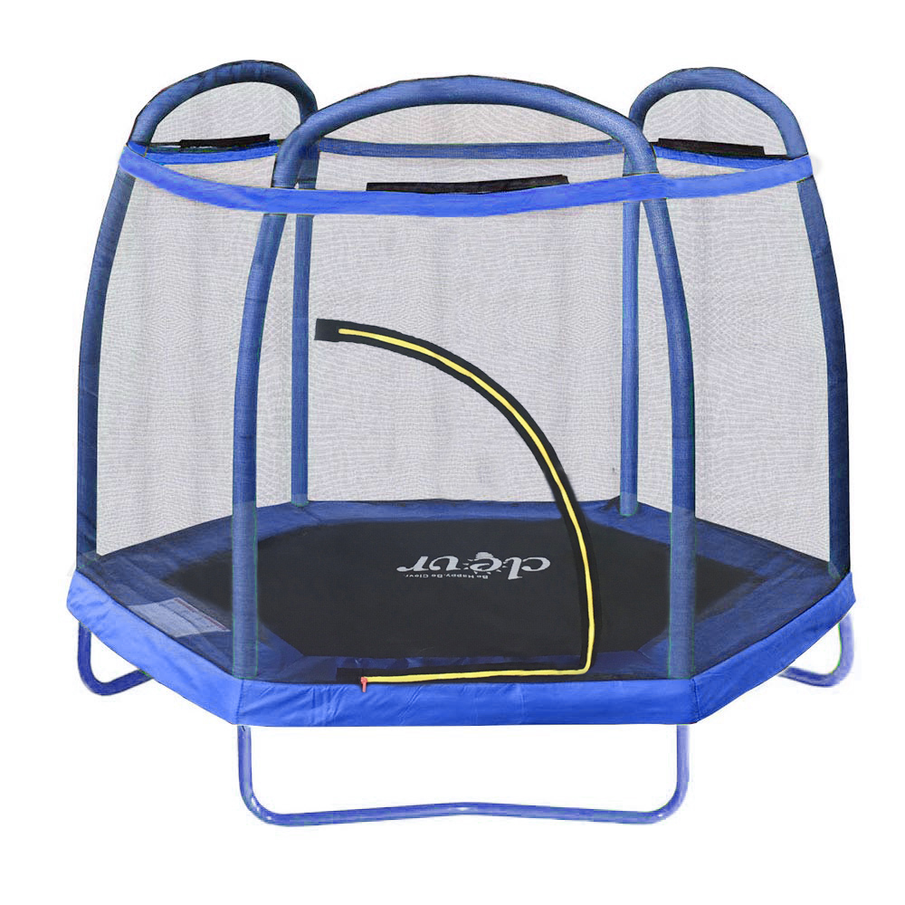 Clevr 7 Ft. Trampoline Bounce Jump Safety Enclosure Net W/ Spring Pad Blue