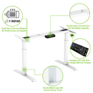Advanceup White 47 Dual Motor Electric Stand Up Office Desk With