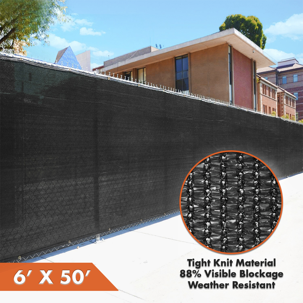 Home Aesthetics 6' x 50' Fence Wind Privacy Screen Mesh Cover Black(Set of 10 - 500' long)