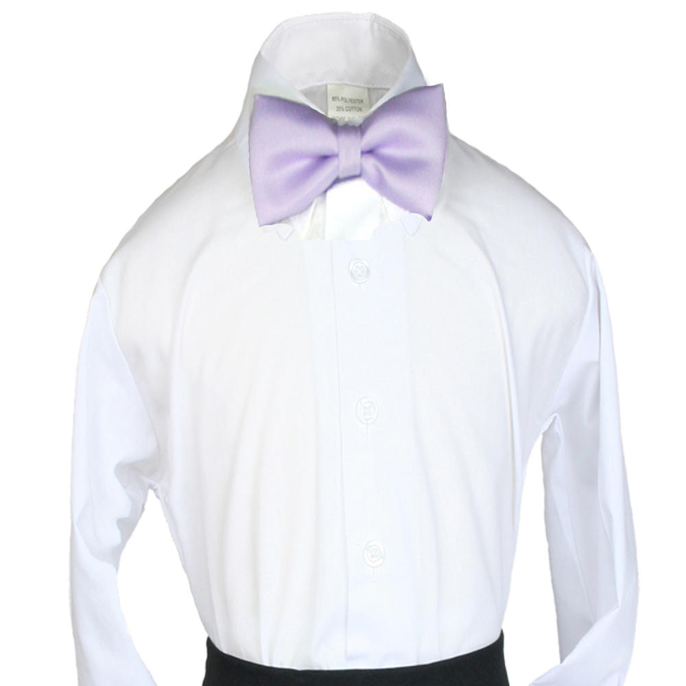 Unotux Lilac Satin Bow Tie for Boy Baby Infant Toddler Kid Teen size matching for Formal Tuxedo Suit Outfit