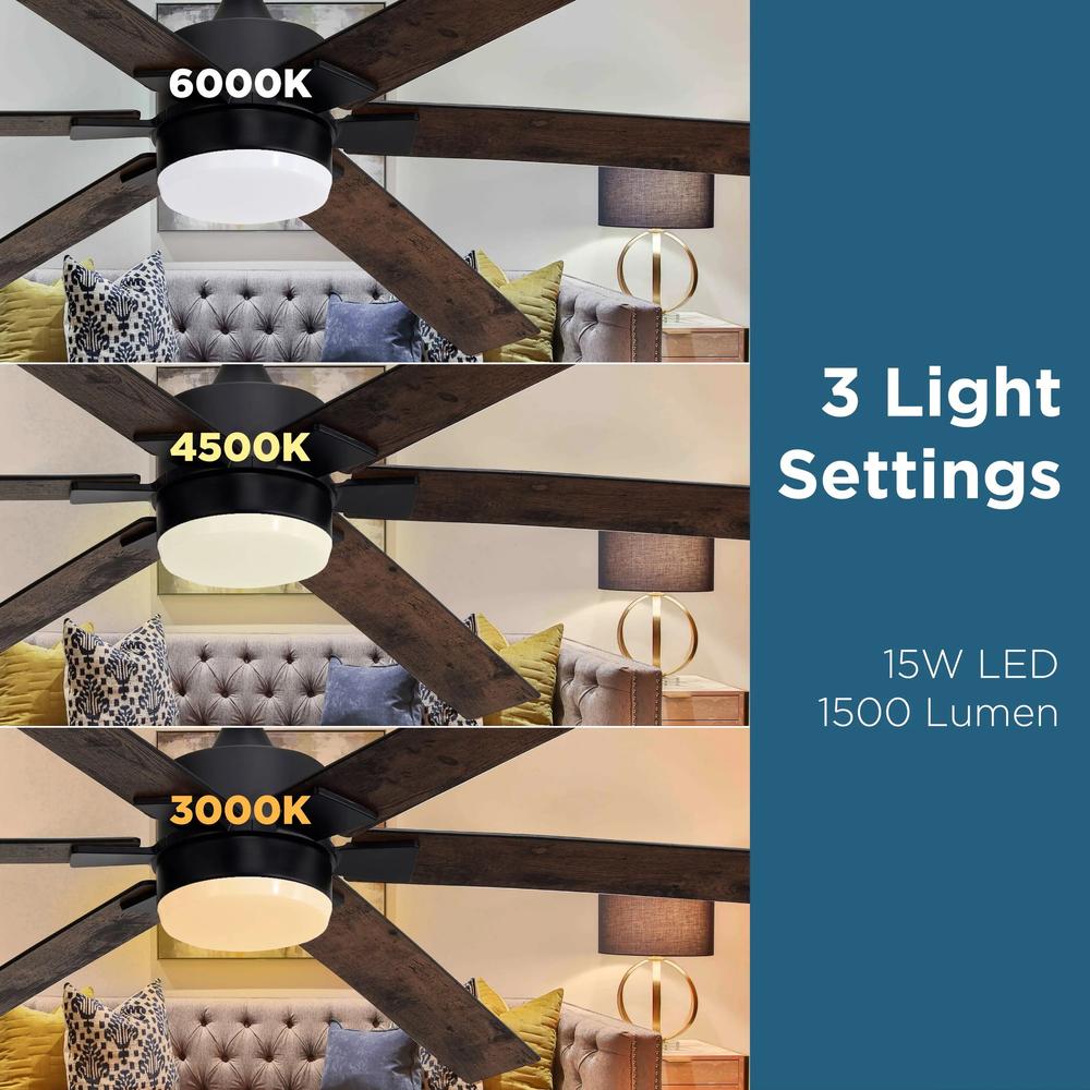 Promounts ONE 60" WiFi Smart Ceiling Fan - Reversible, Color Temp Adjustable LED Light, Walnut