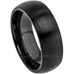 JA Tungsten Rings 8mm Dome Tungsten Ring - Brushed Finish Black IP Comfort Fit Tungsten Carbide Ring - Men's Tungsten Anniversary Band