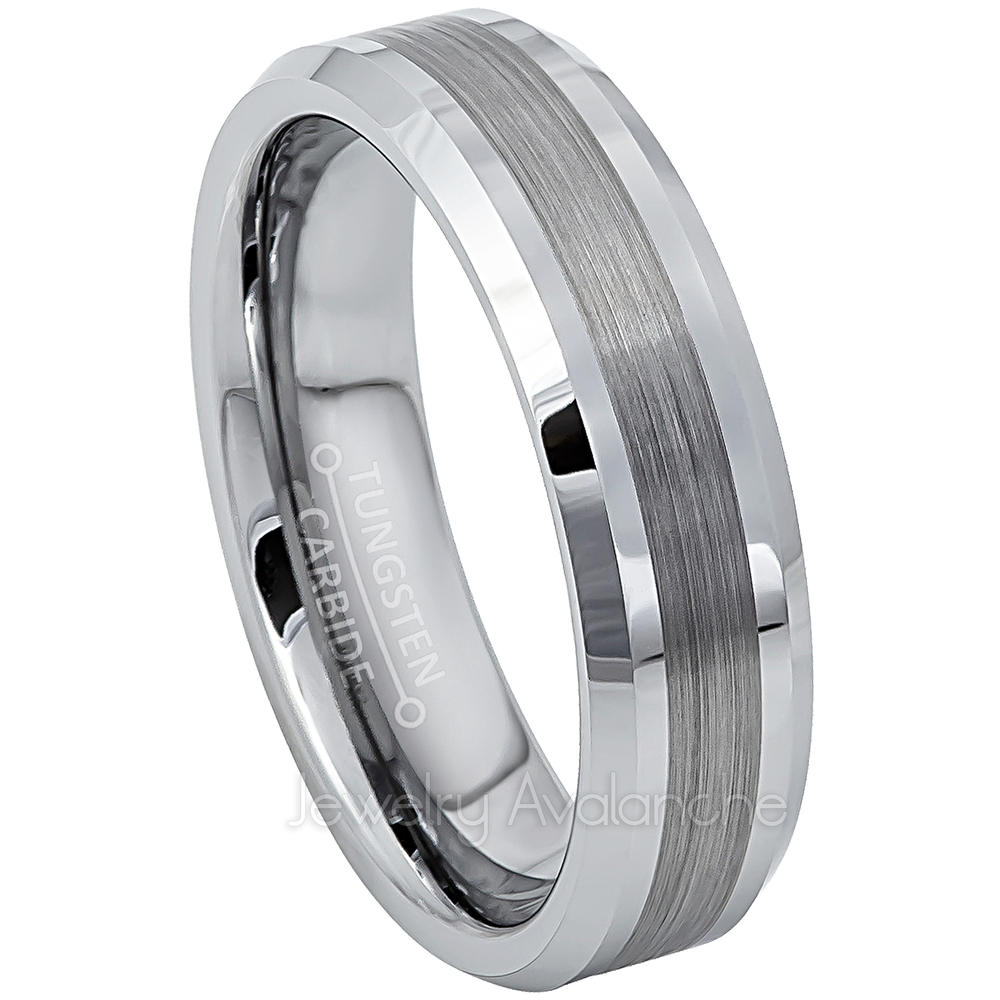 JA Tungsten Rings 6MM Beveled Tungsten Wedding Band 6MM Comfort Fit Tungsten Carbide Ring Anniversary Band