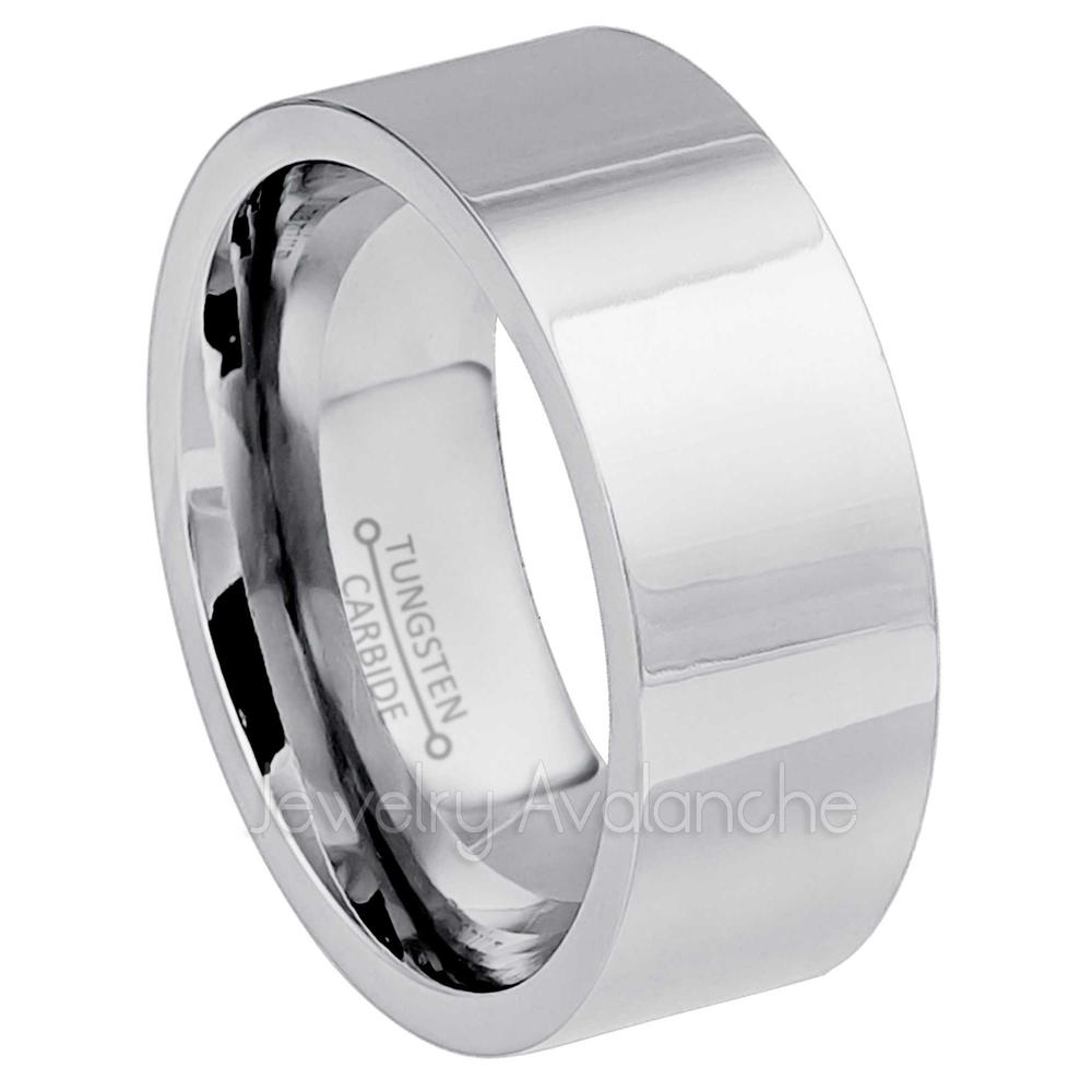 JA Tungsten Rings 9mm Pipe Cut Tungsten Wedding Band - Polished Finish Comfort Fit Tungsten Carbide Ring - Tungsten Anniversary Ring