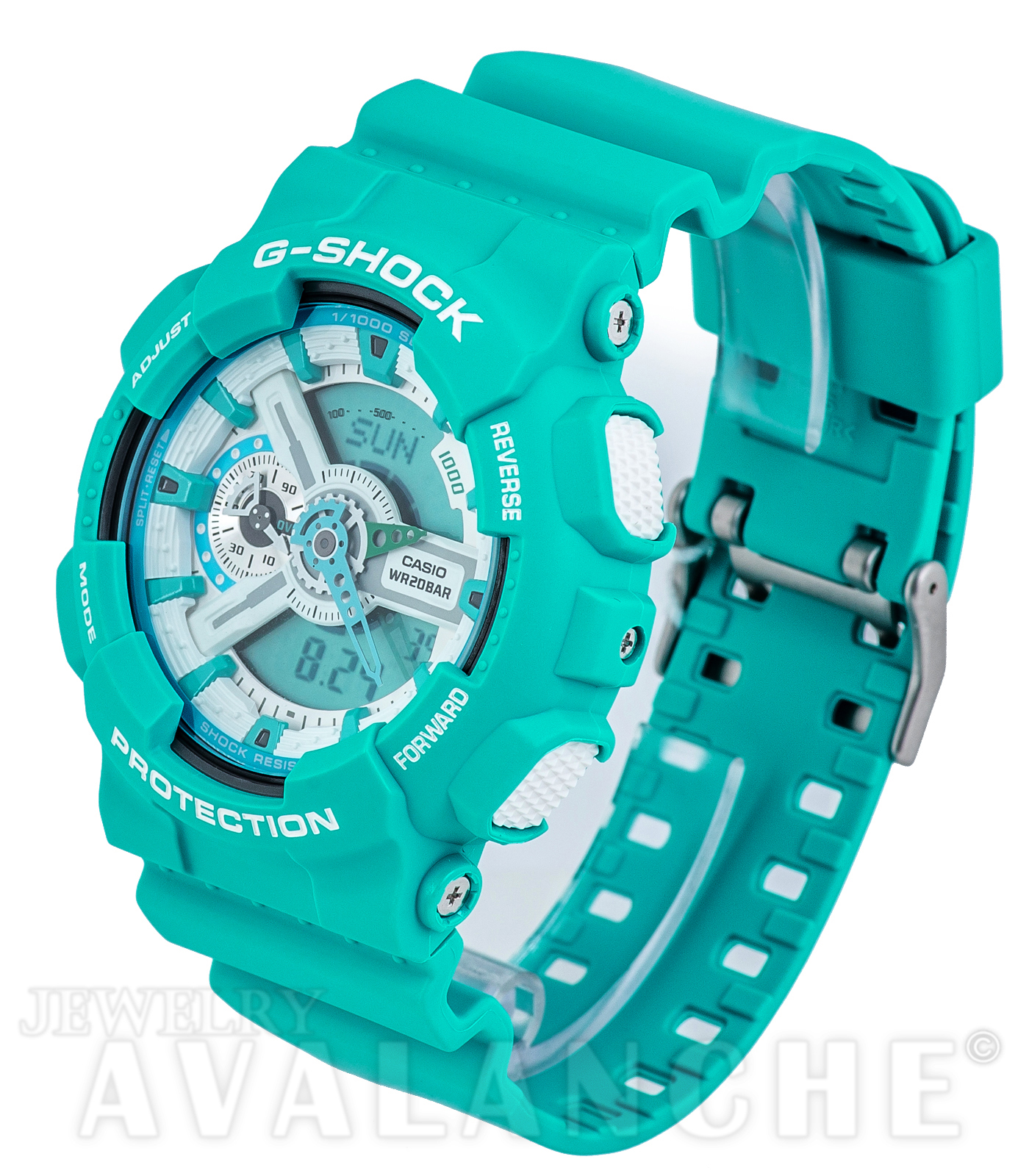 Casio Teal Resin Band Casio G-Shock GA110SN-3A Mens Magnetic Resistance Multi-Function Ana-Digital Sport Watch