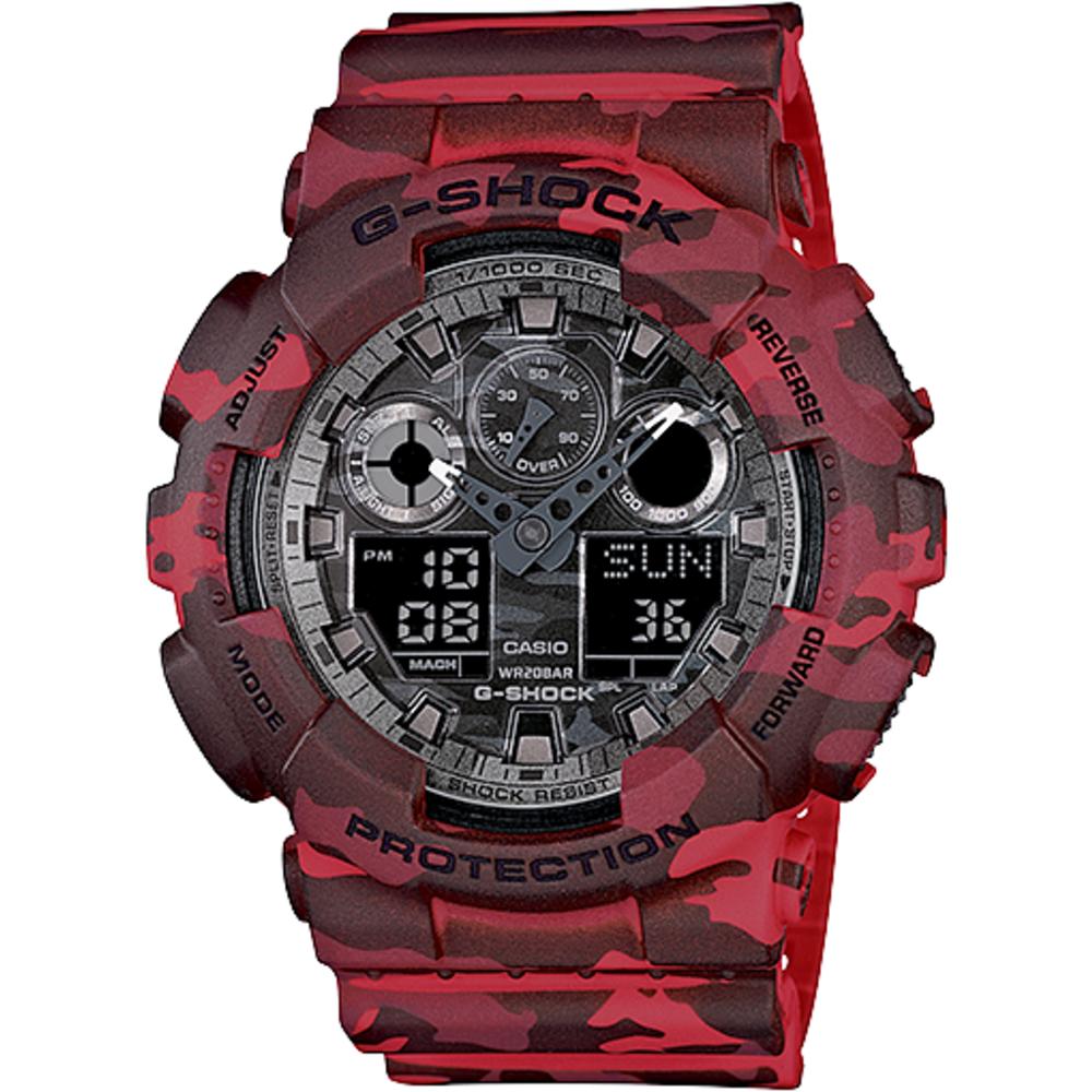 Casio GA100CM-4A Red Woodland Camouflage Military Analog-Digital G-Shock Watch
