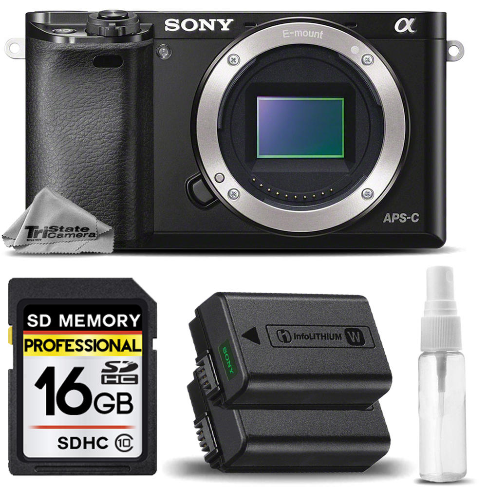 : Sony Alpha a6000 Mirrorless Digital Camera + Extra Battery - 16GB Bundle Kit