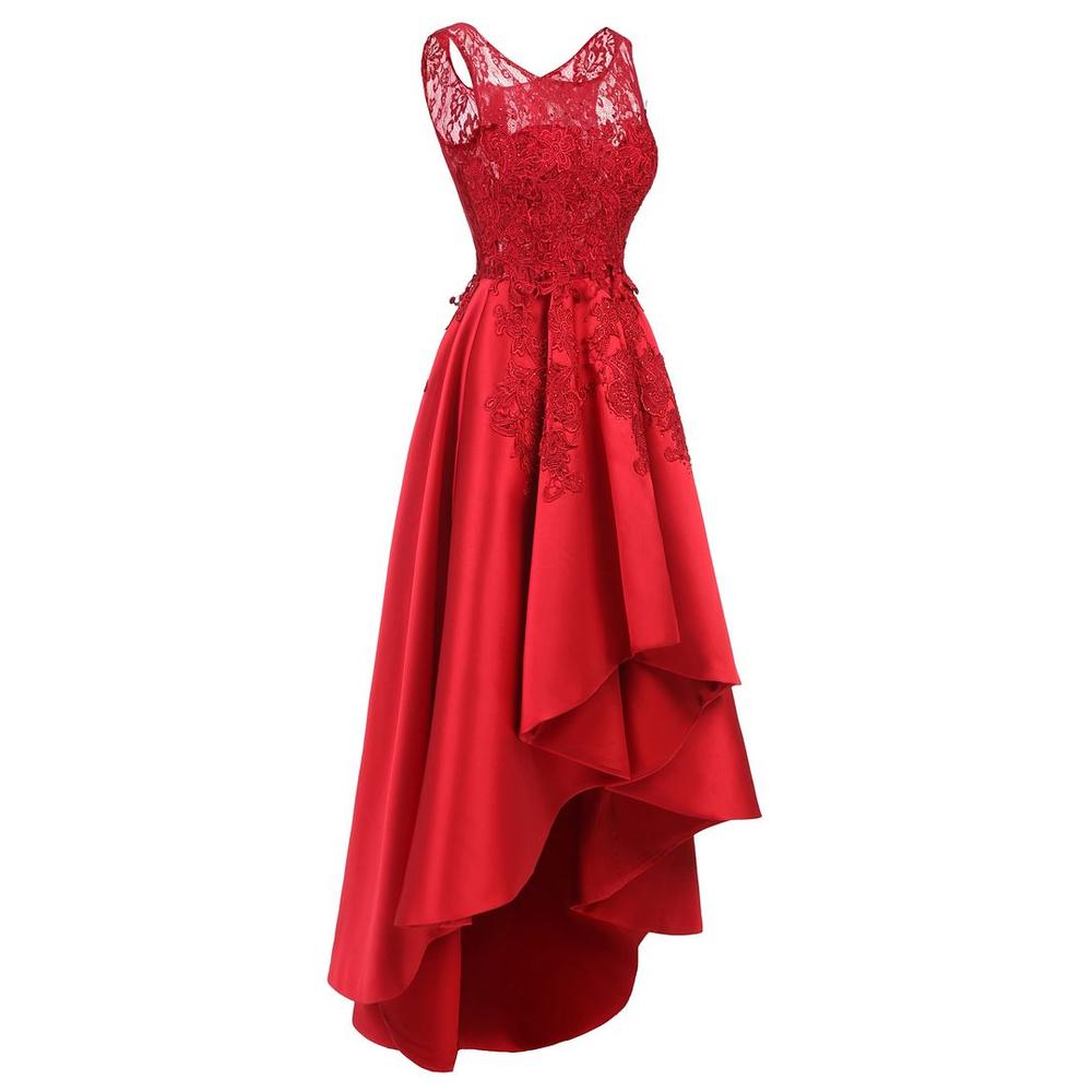 Formal Dress New Women Sexy Party Formal Prom Dress Red Sleeveless Short Front Long Back Evening Dresses Plus Size Maxi Dress DR2503RED