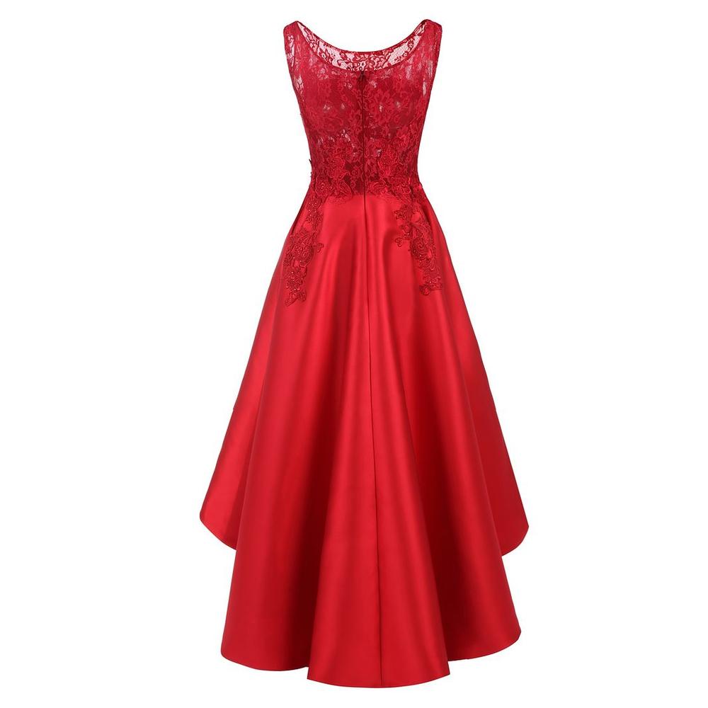 Formal Dress New Women Sexy Party Formal Prom Dress Red Sleeveless Short Front Long Back Evening Dresses Plus Size Maxi Dress DR2503RED