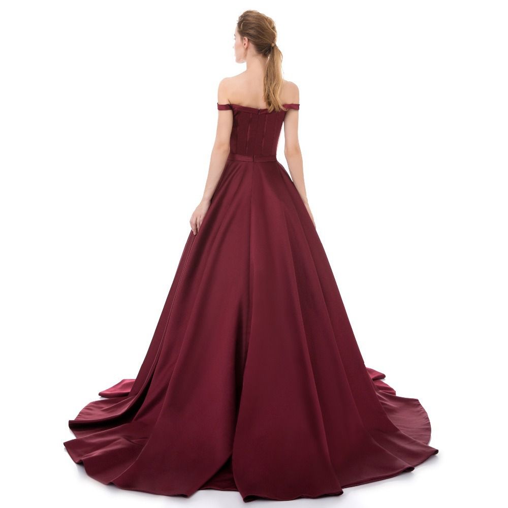 Prom Dress Designers New Women Sexy Party Formal Prom Dress Wine Red Strapless Satin Floor Length Plus Size Maxi Evening Dress DR0127RED
