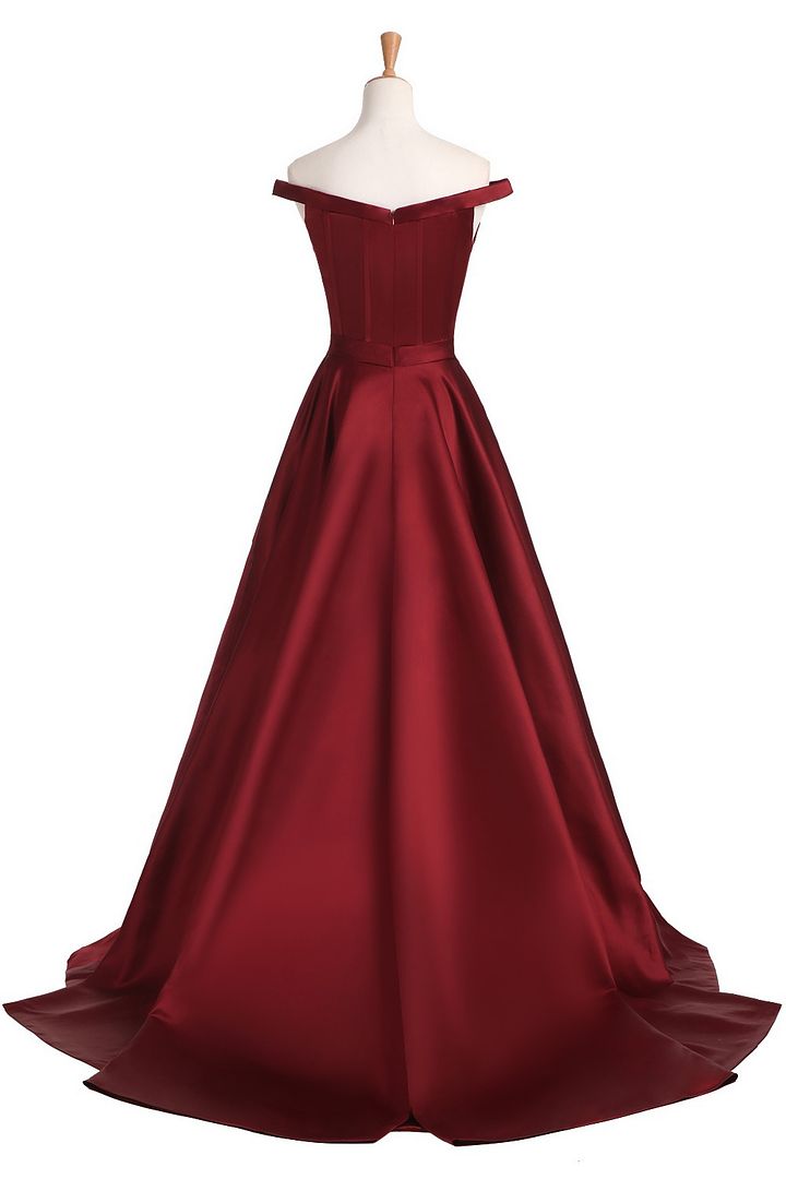 Prom Dress Designers New Women Sexy Party Formal Prom Dress Wine Red Strapless Satin Floor Length Plus Size Maxi Evening Dress DR0127RED