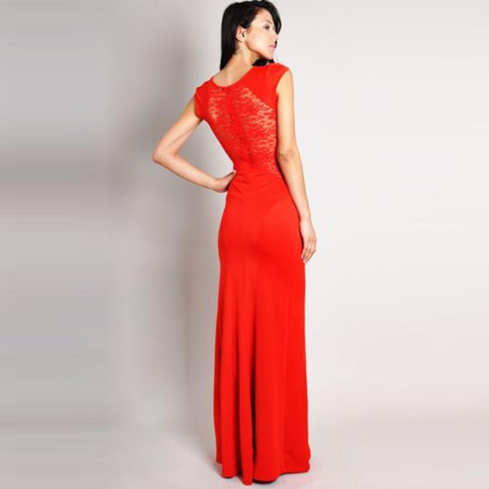 richcoco New Fashion Women Sexy Dress Red Elegant Maxi Dress Lace Dress Bust Hip Wrap Backless Midriff Slim Fashion Vestidos DR065RED