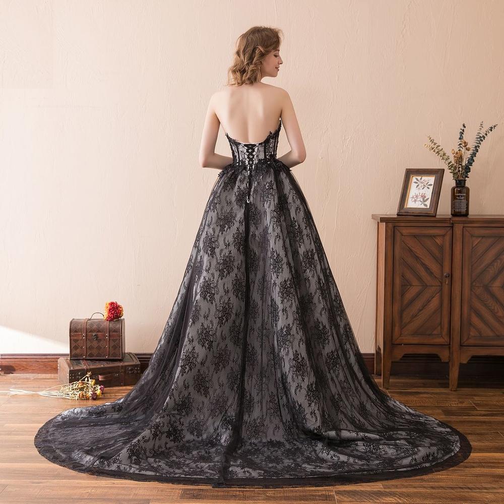 Formal Dress New Sexy Party Formal Prom Dress Black Lace Strapless Floor Length Fishtail Formal Dress Plus Size Maxi Evening Dress DR140BLK