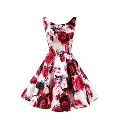 Formal Dress New Women Sexy Party Formal Prom Dress Red Printed Flowers Sleeveless Evening Mini Dress Plus Size Maxi Dress DR362RED