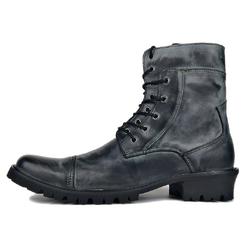 OTTO ZONE Moto Boots for Men Fashion Zipper-up Leather Chukka Boots Shoes OZJH1900BLK