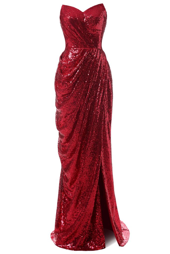 Formal Dress New Women Sexy Party Formal Prom Shining Dress Red Strapless Show Legs Long Evening Dresses Plus Size Maxi Dress DR4201RED