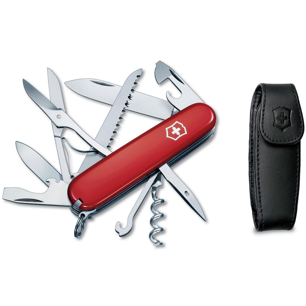Victorinox Swiss Army Huntsman Pocket Knife with Pouch (Red)