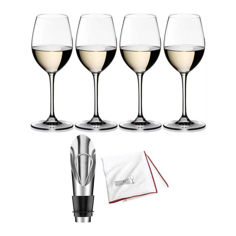 Riedel Vinum Sauvignon Blanc/Dessertwine Glasses (4-Pack) with Pourer Bundle
