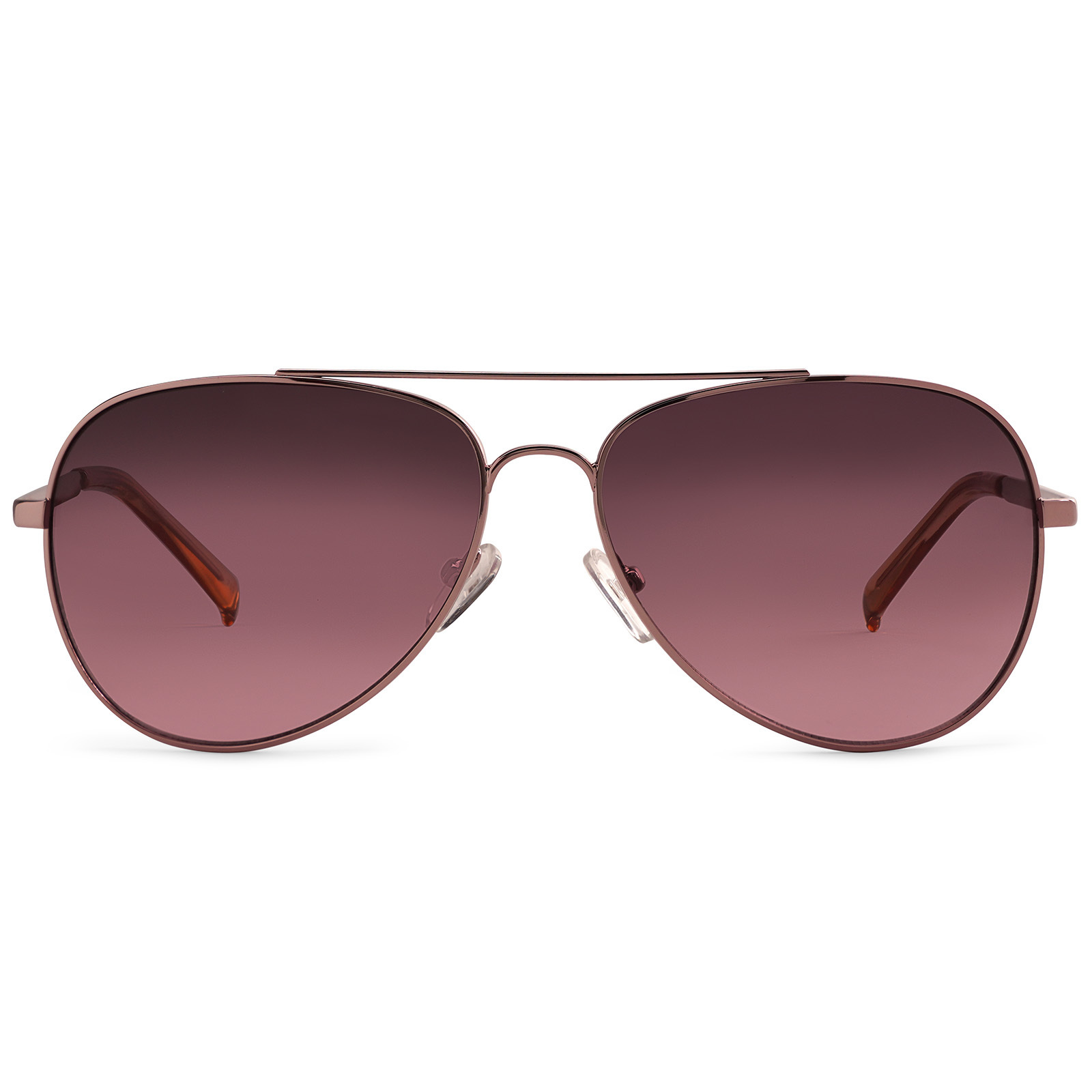 Calvin Klein R159S Unisex Aviator Sunglasses (Rose Gold, Pink Lens)