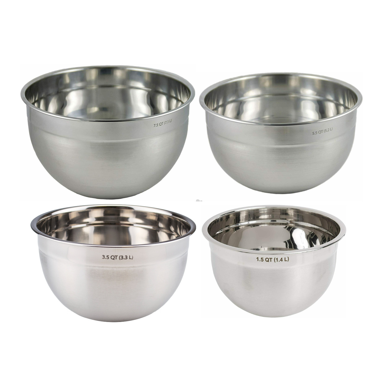 Tovolo Stainless Steel Mixing Bowl (1.5, 3.5, 5.5 and 7.5 Quart)