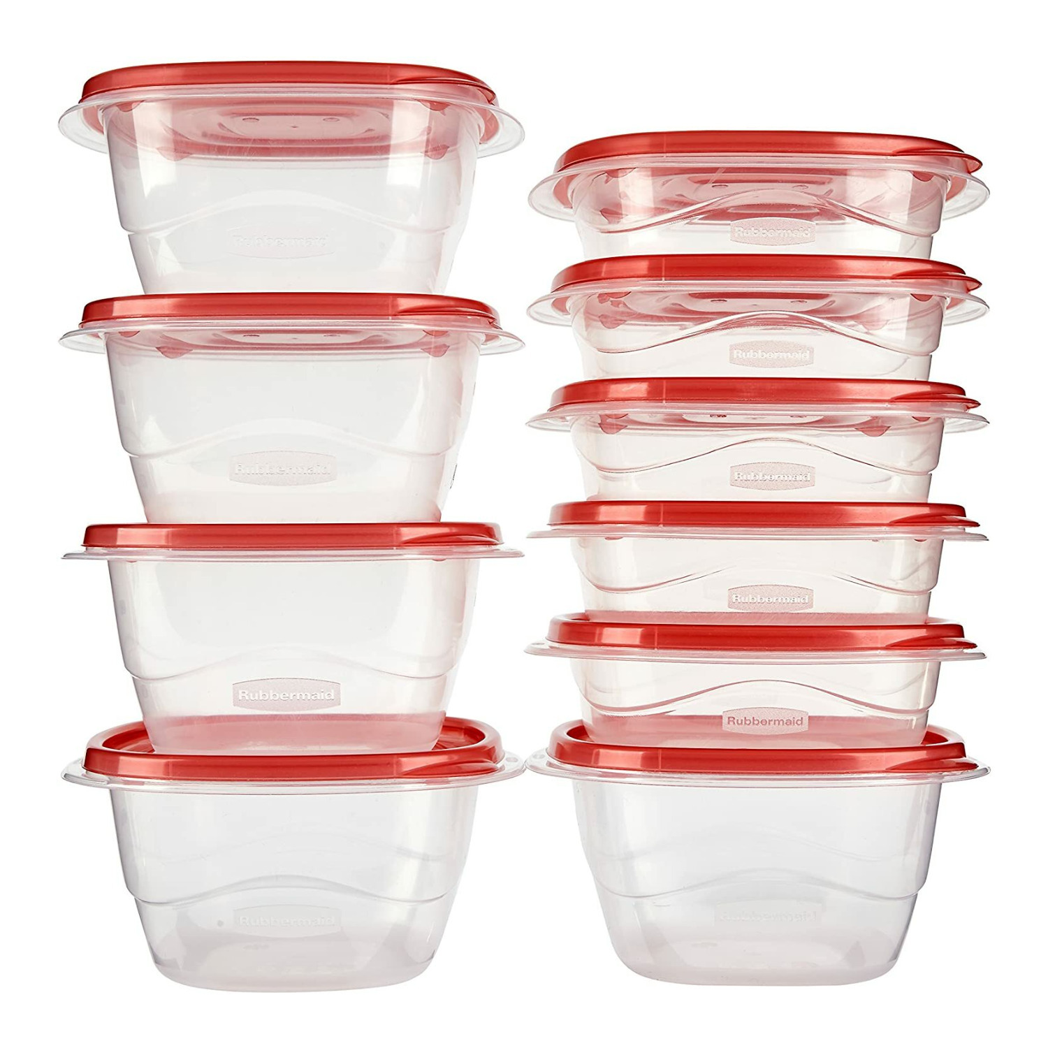 Rubbermaid TakeAlongs Assorted Food Storage Containers, 10-Piece Set, Chili Red (1779055)