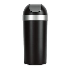 umbra venti 16-gallon swing top kitchen trash can  large, 35-inch tall garbage can for indoor, outdoor or commercial use, black