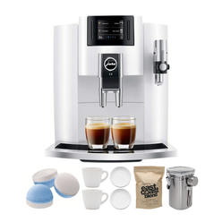 Jura E8 Automatic Espresso Machine (Piano White) with Cleaning Tablets Bundle