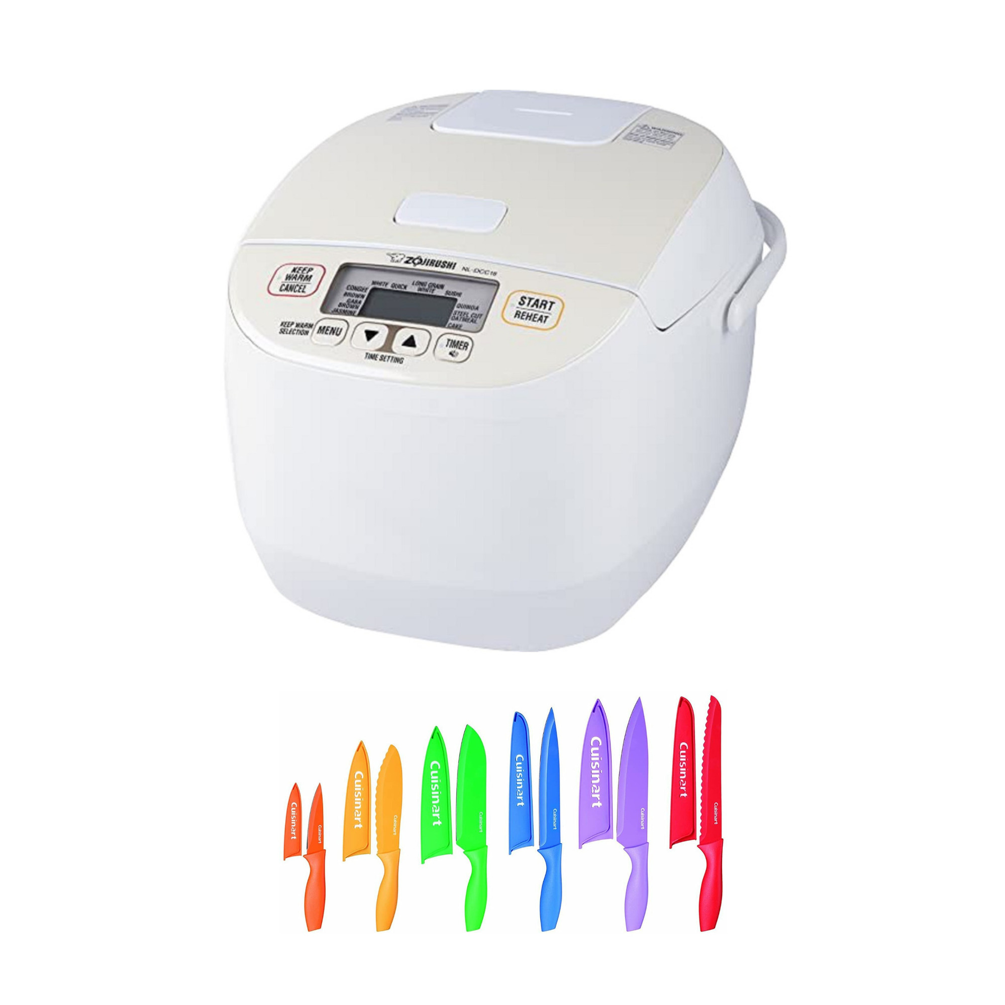 Zojirushi NL-DCC18CP Micom Rice Cooker and Warmer (Pearl Beige) with Knife set