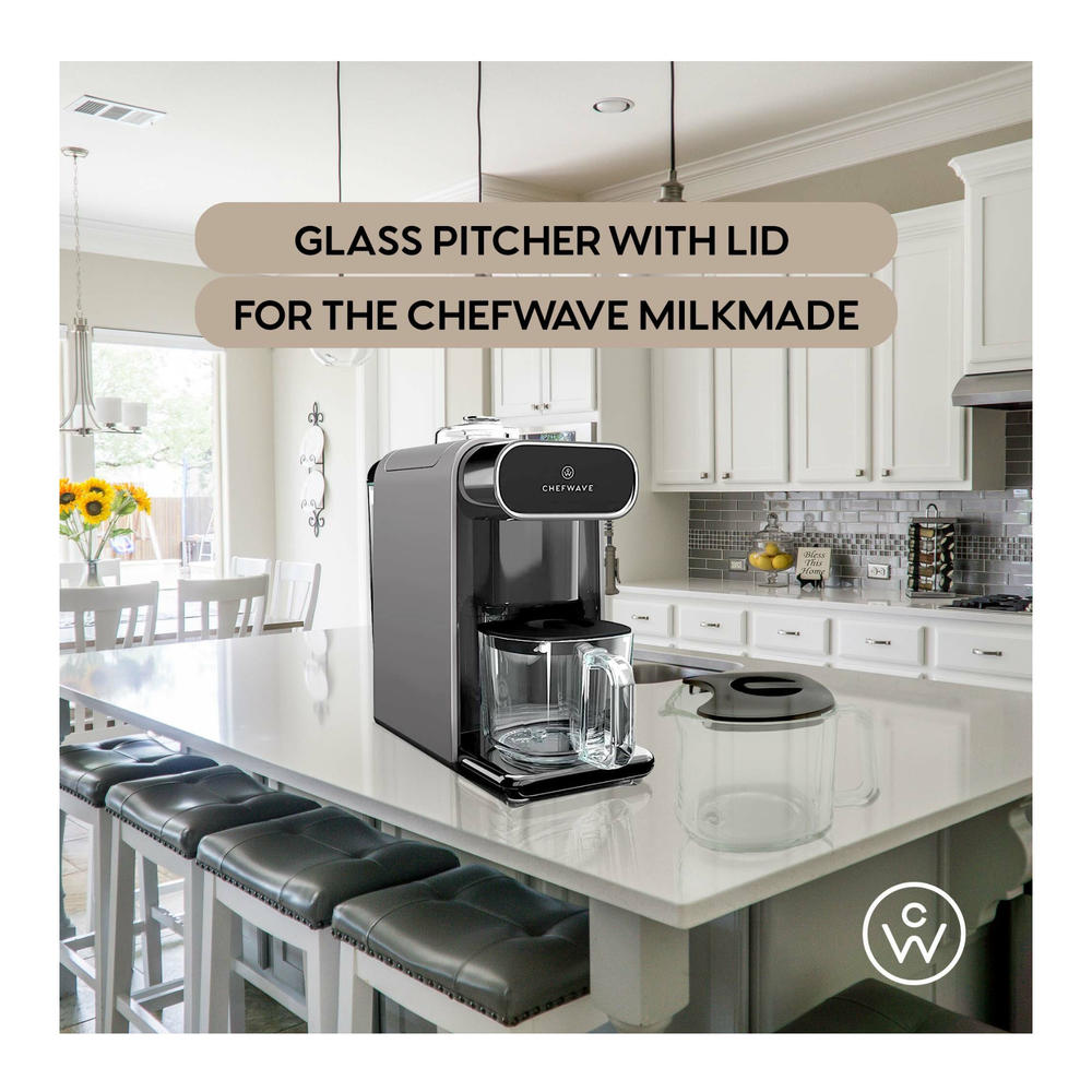 ChefWave Glass Pitcher with Black Lid for ChefWave Milkmade Non-Dairy Milk Maker (Black)