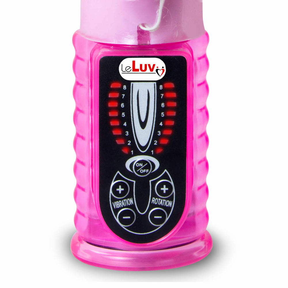 LeLuv Rabbit Vibrator LeLuv WAVE MOTION Shaft LED Controls Purple with Secret Lipstick
