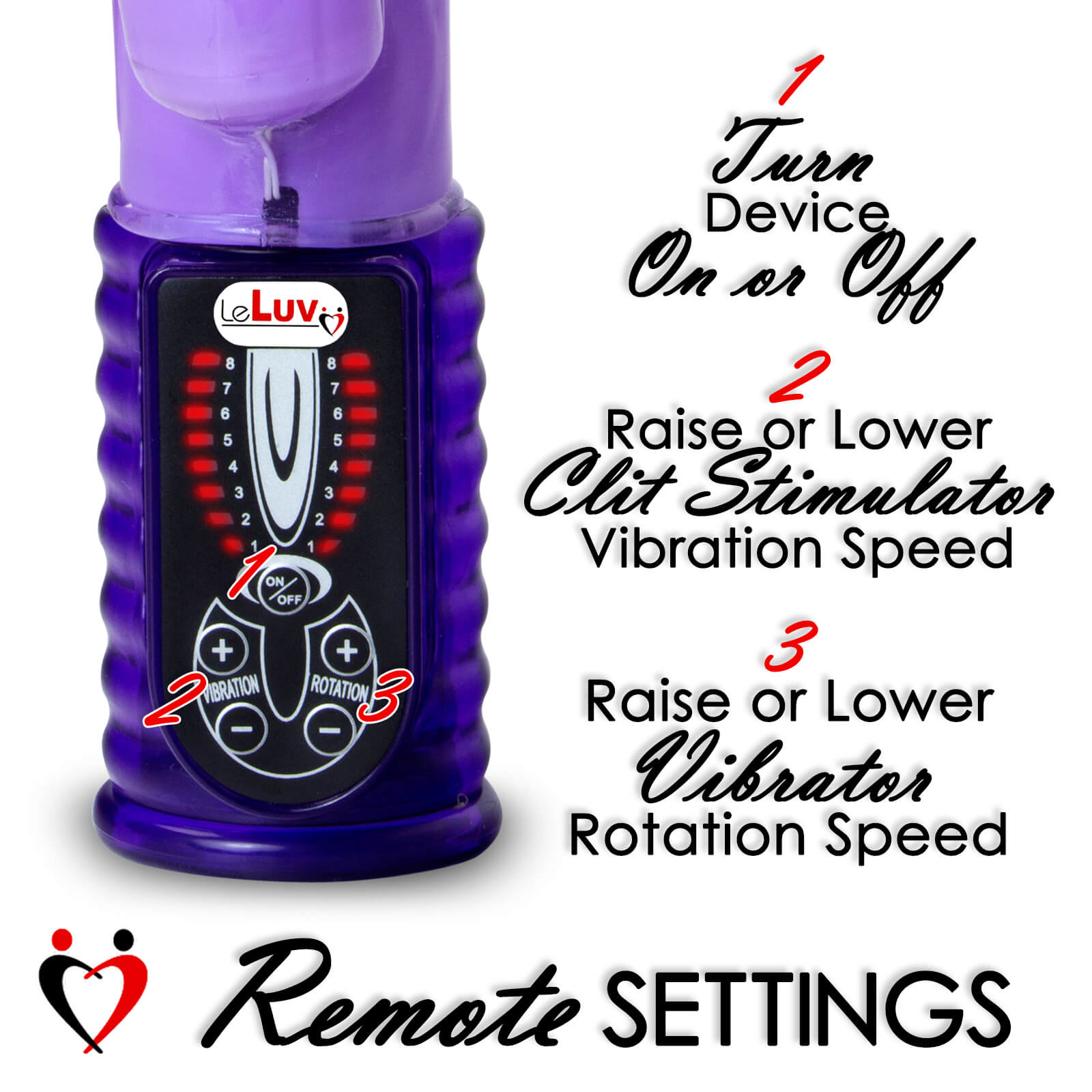 LeLuv Rabbit Vibrator LeLuv WAVE PASSION Lighted Controller Purple