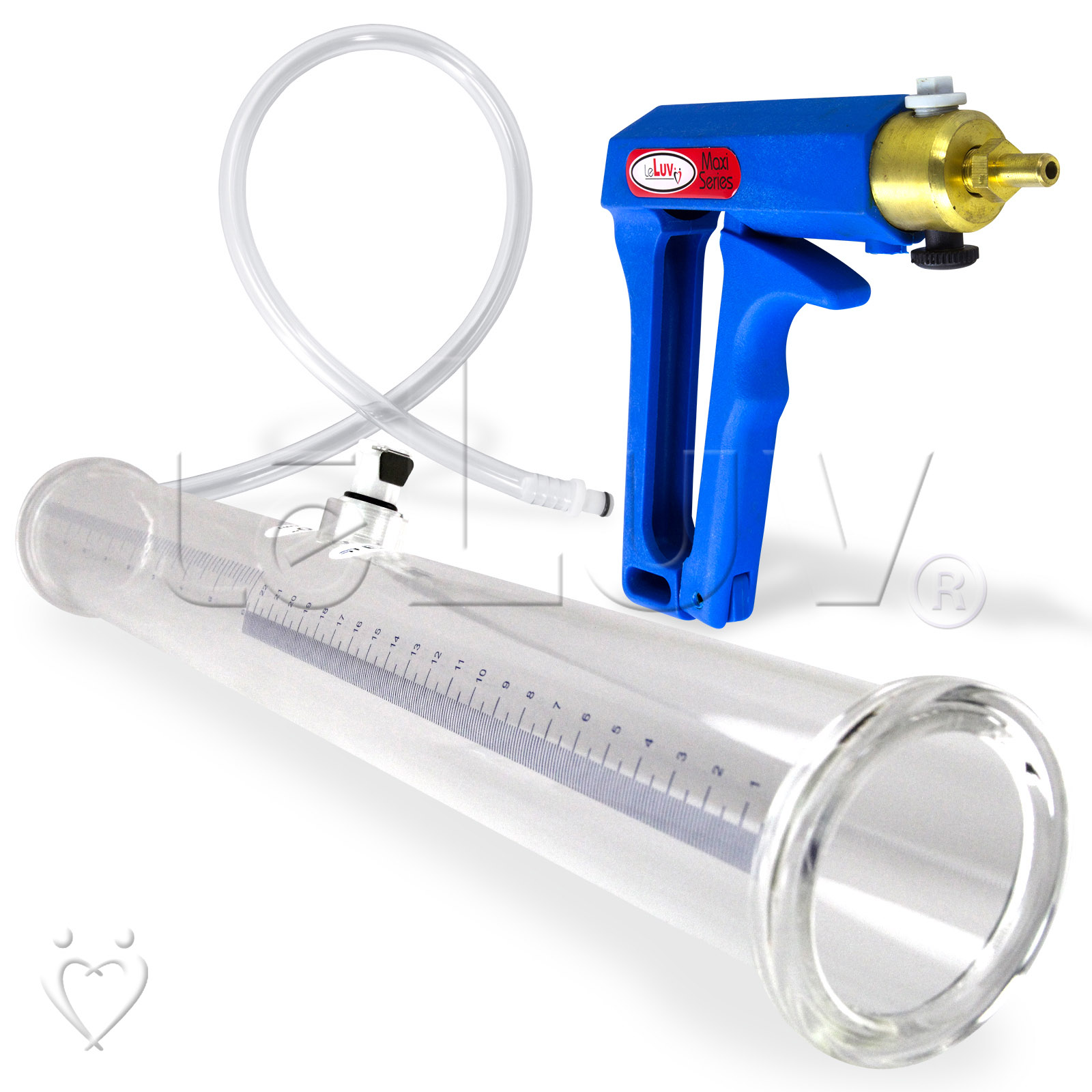 LeLuv Penis Pump Blue MAXI Buddy 20 x 1.75 Inch Double-Ended Cylinder