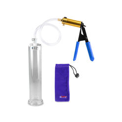 LeLuv? Ultima Penis Pump w/ Red Handle, Rubber Grip, Clear Hose + Protected Gauge | 4 Cock Rings | 12" x 2.50" Cylinder LeLuv? Ultima Penis Pump w/ Red Handle, Rubber Grip, Clear Hose + Protected Gauge | 4 Cock Rings | 12" x 2.50" Cylinder