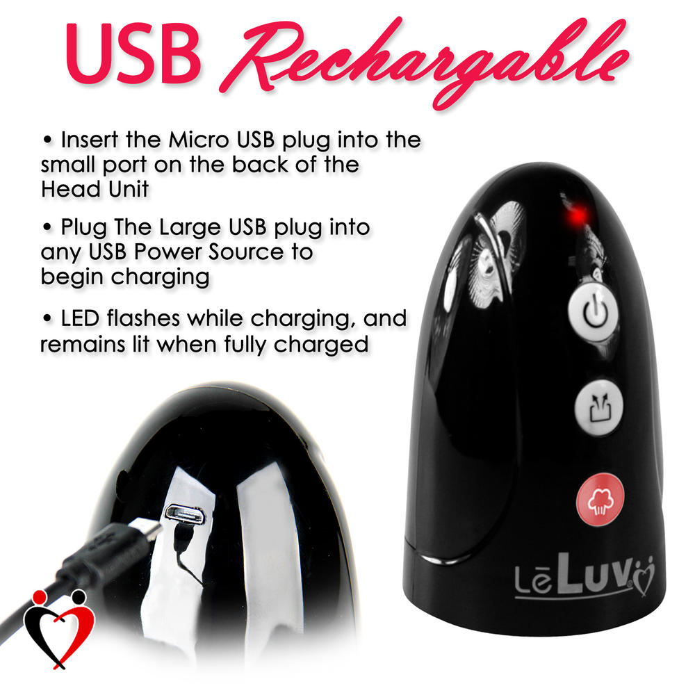 LeLuv Men's iPump Electric Penis Pump Tubeless 3-Speed USB Rechargeable Black with Magic Sleeve Male Stamina Trainer