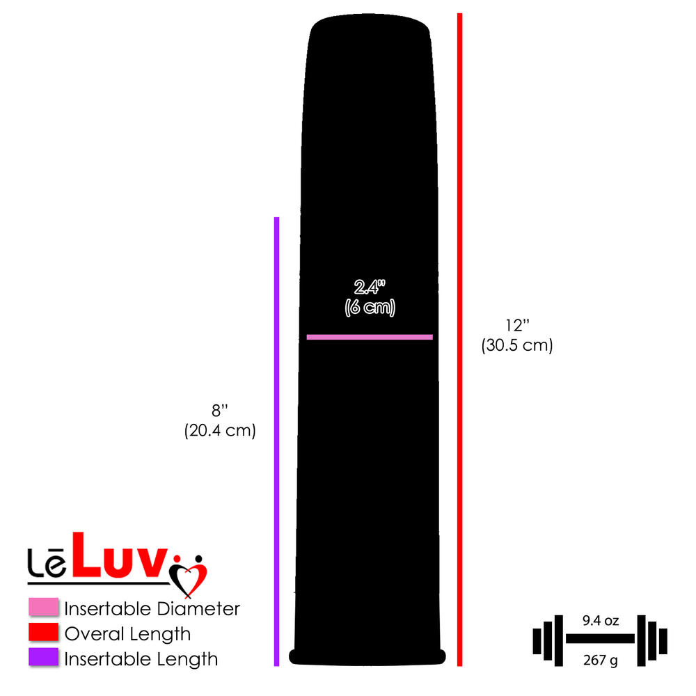 LeLuv White iPump Battery Power Penis Pump 9" Dotted Cylinder & C.Ring + 3 Small Sleeves