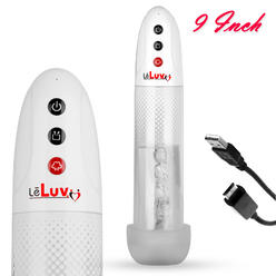 LeLuv? Ultima Penis Pump w/ Red Handle, Rubber Grip, Clear Hose + Protected Gauge | 4 Cock Rings | 12" x 2.50" Cylinder LeLuv? Ultima Penis Pump w/ Red Handle, Rubber Grip, Clear Hose + Protected Gauge | 4 Cock Rings | 12" x 2.50" Cylinder