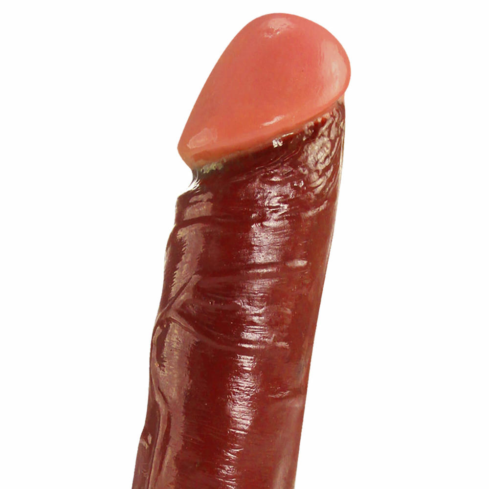 LeLuv Dildo Thick Realistic Vibrating Light Cinnamon Brown with Suction Cup