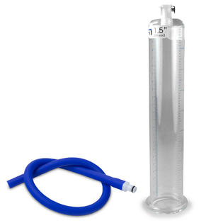 LeLuv 1.50 inch x 9 inch Vacuum Penis Pump Cylinder with 24 inch Royal Blue Silicone Premium Hose and Fittings LeLuv 1.50 inch x 9 inch Vacuum Penis Pump Cylinder with 24 inch Royal Blue Silicone Premium Hose and Fittings