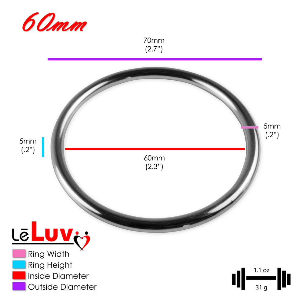LeLuv? 5mm Round Gauge Male Constriction Ring - Polished, Stainless ...